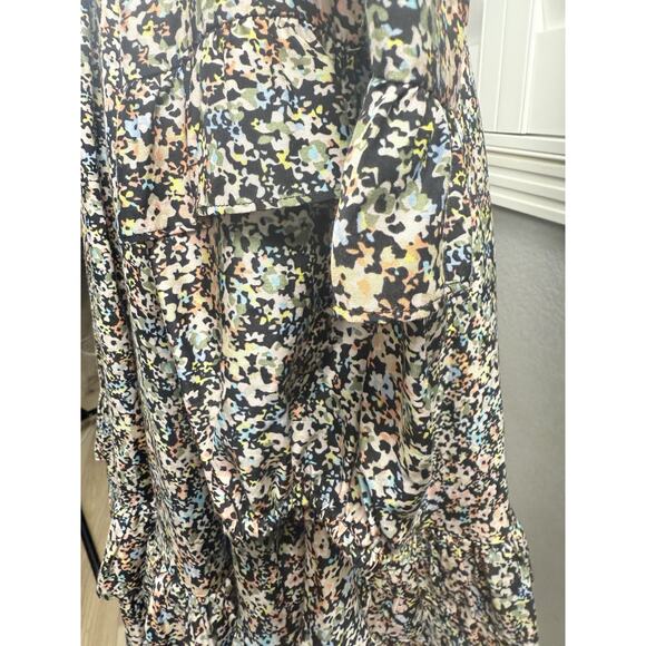 Amour Vert Women's Cottagecore Tiered Mini Dress Silk Bishop Sleeves Floral Sm - Picture 3 of 11